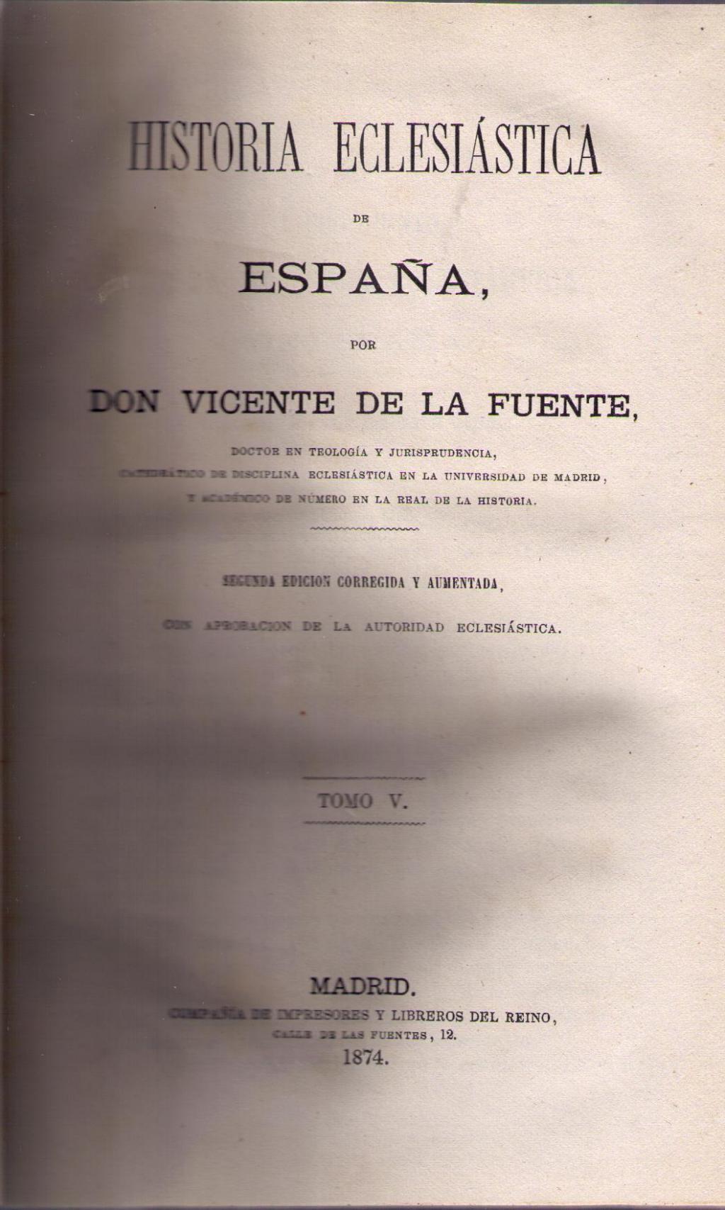 Coberta de Historia eclesiástica de España (Tom V)